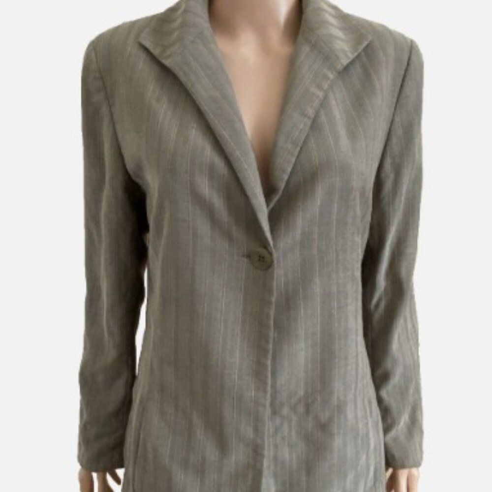 LAFAYETTE 148 Subtle Stripe 100% Virgin Wool Blazer Jacket Size 12